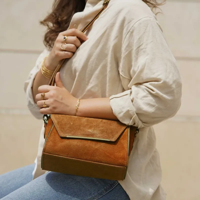 sac suede camel