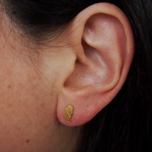 Boucles d'oreilles dorées, Angel - Photo portée