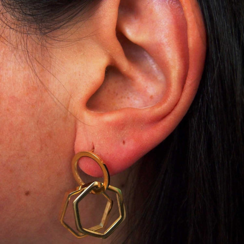 Boucles d'oreilles dorées, Lexa - Photo portée