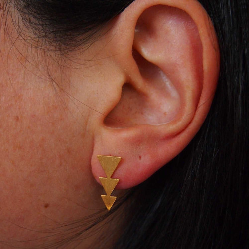 Boucles d'oreilles dorées, Marisol - Photo portée