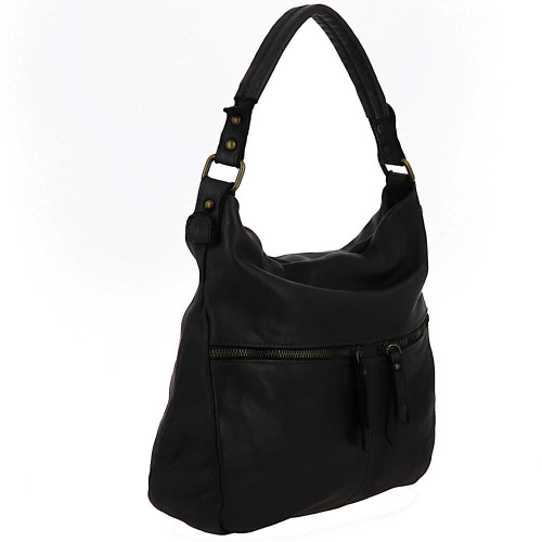 TANGA sac vintage en cuir - noir - côté