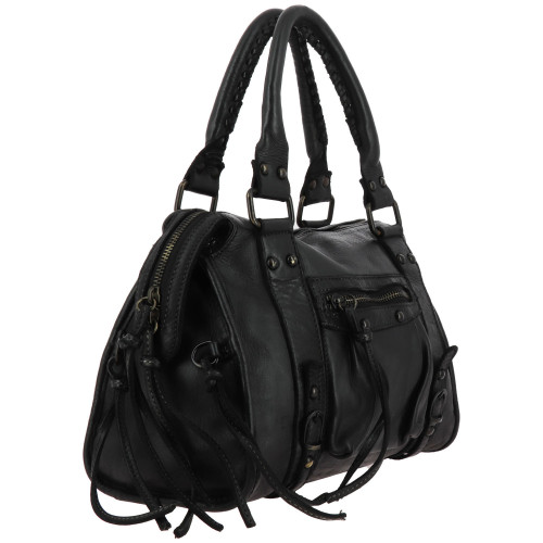 MELLAL sac à main bandoulière vintage en cuir - noir - côté