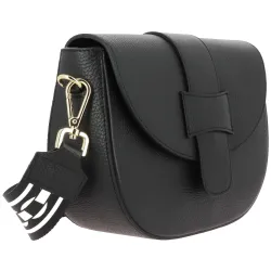 LUANDA sac bandoulière en cuir - noir - côté