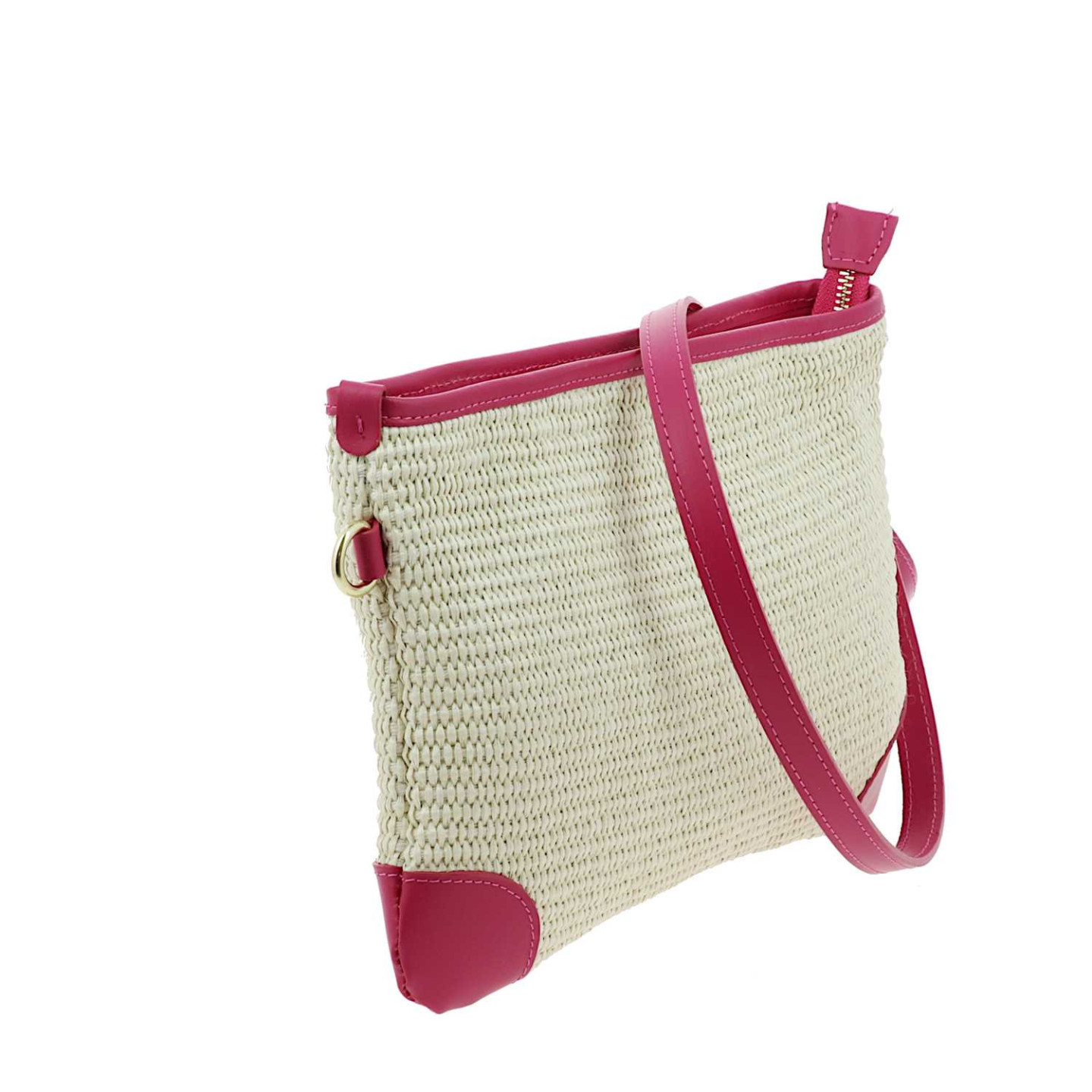 Astra pochette à bandoulière effet paille - rose- cote