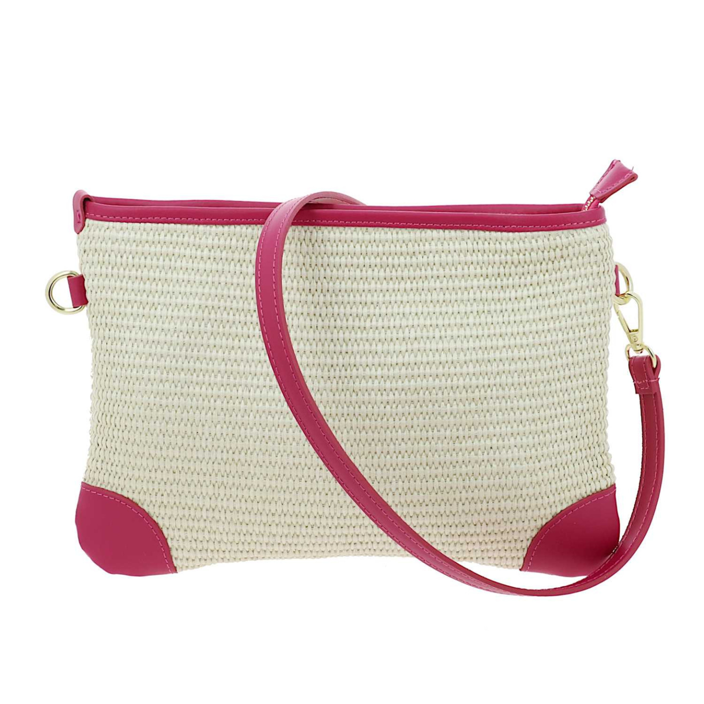 Astra pochette à bandoulière effet paille - rose - face