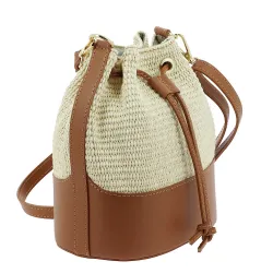 Aurora sac seau effet paille - camel - cote