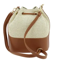 Aurora sac seau effet paille - camel - dos