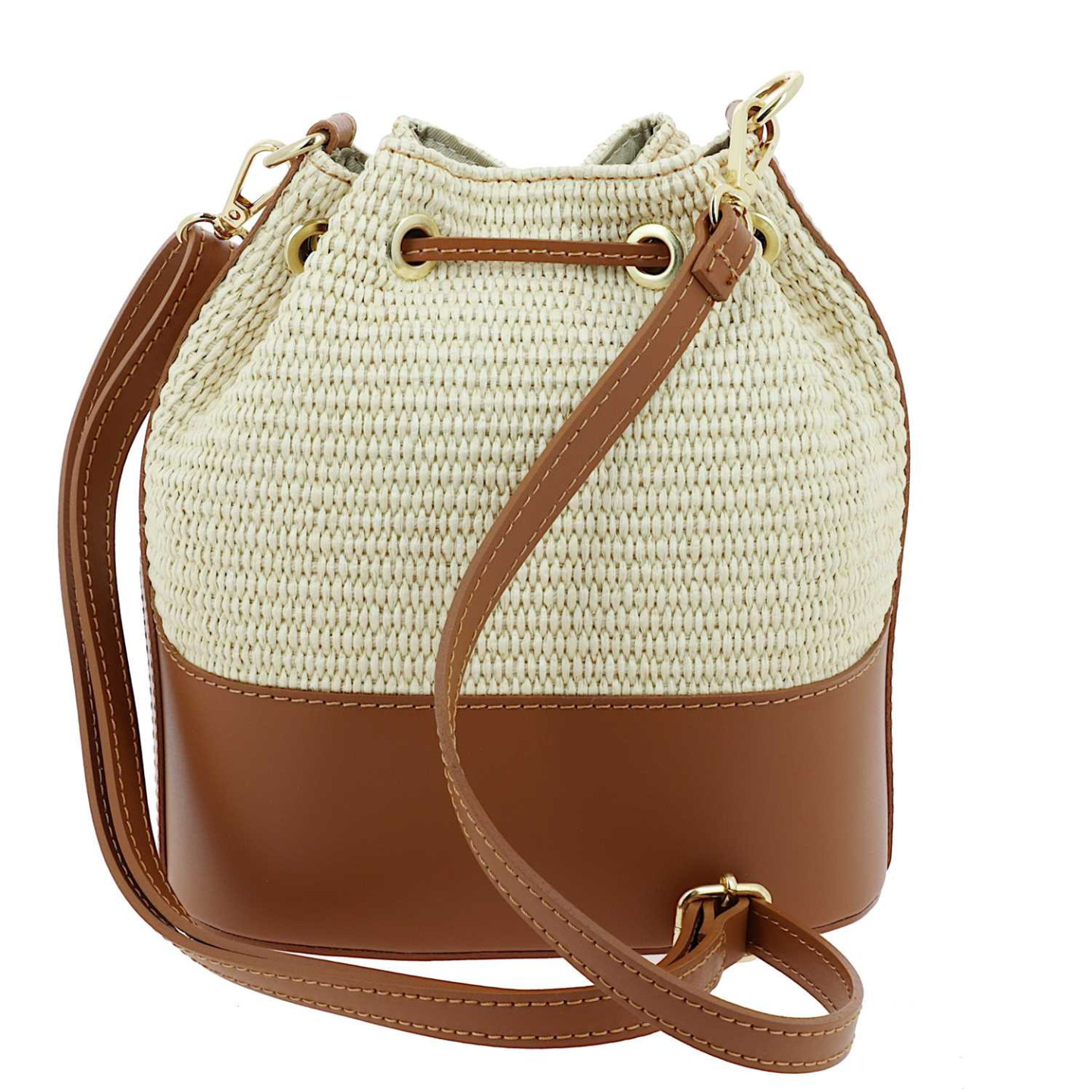 Aurora sac seau effet paille - camel - dos