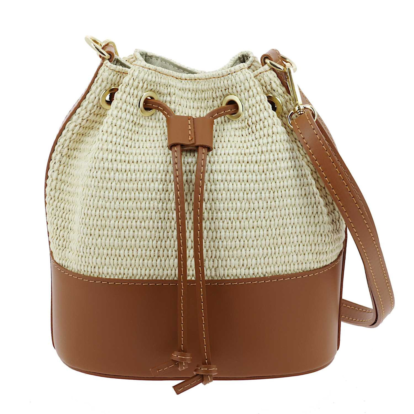 Aurora sac seau effet paille - camel -face