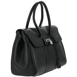 PARISIENNE grand sac à main en cuir - noir- côté