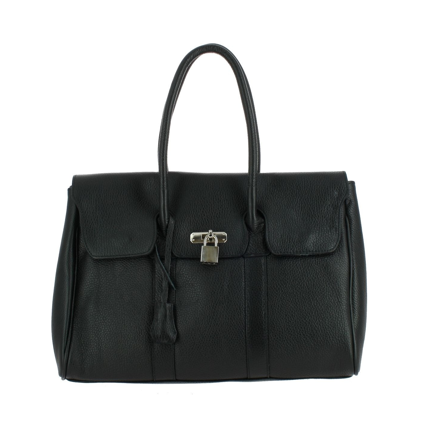 PARISIENNE grand sac à main en cuir - noir- face