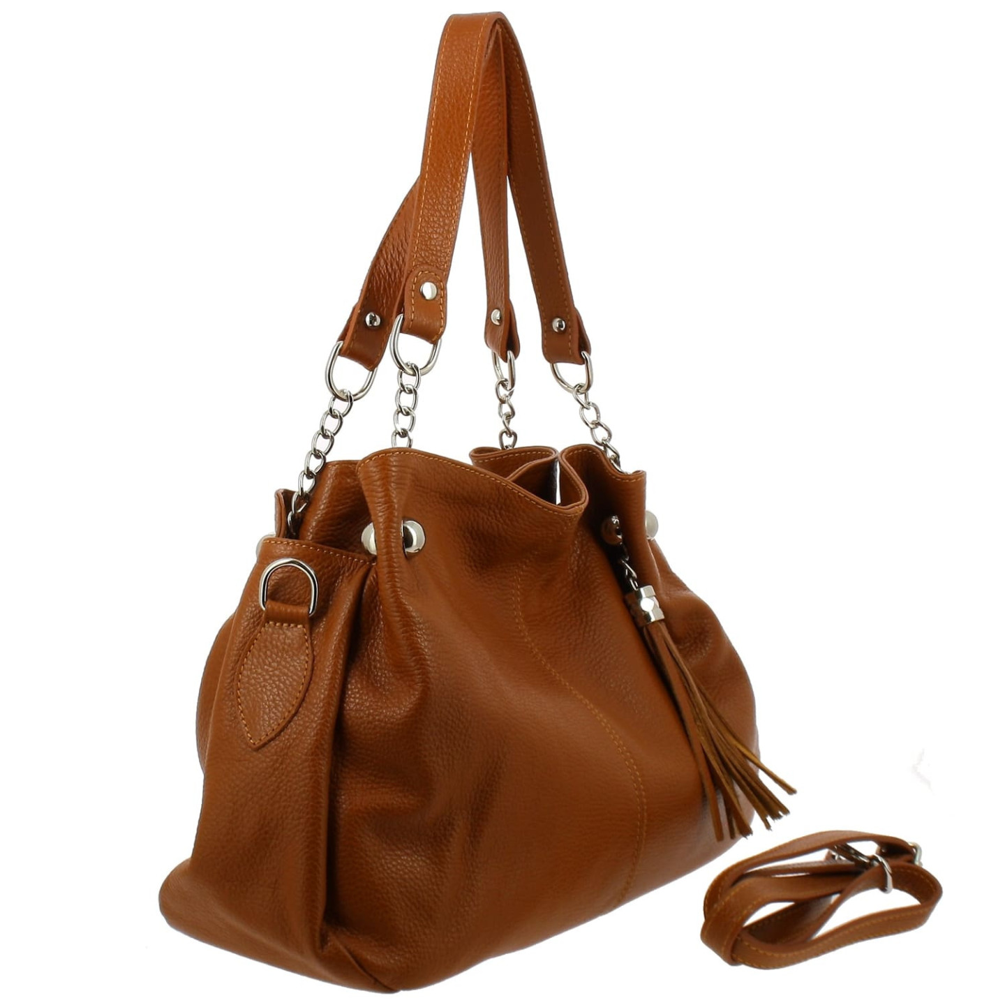 BOTELLO sac hobo en cuir - camel- côté
