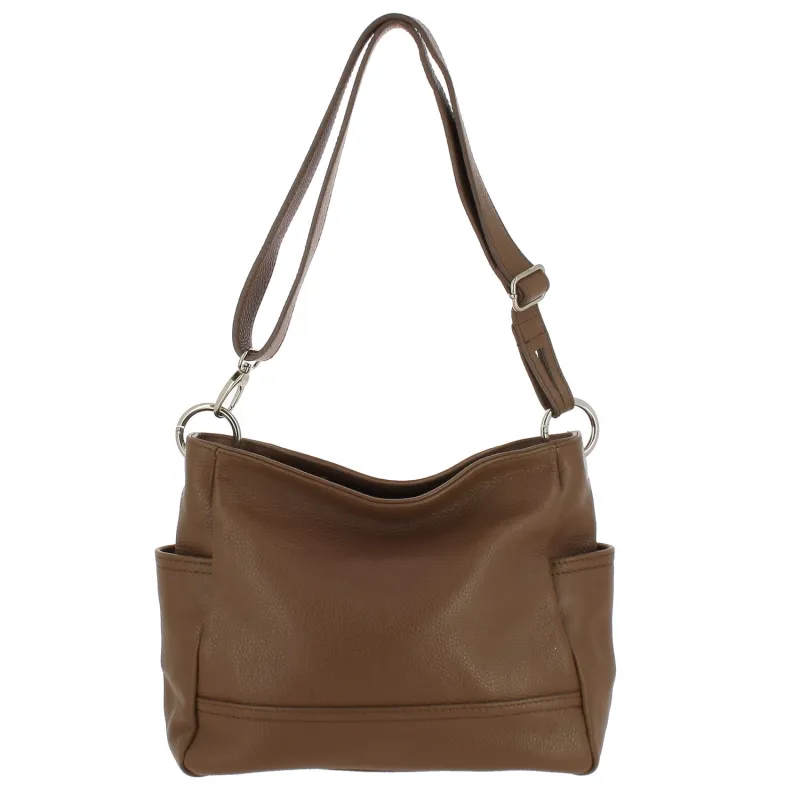 FRIDA sac hobo en cuir - taupe - face