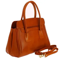 RATURO sac à main en cuir - camel - côté