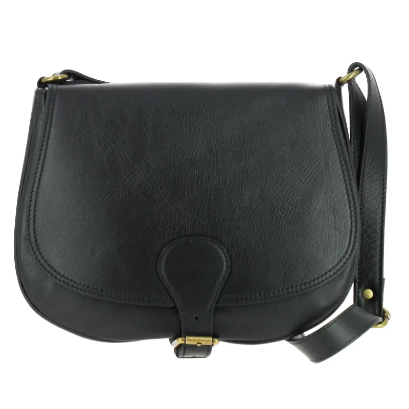 CORENTIN sac besace en cuir - noir - face