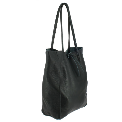 EVORA sac cabas tote bag cuir - noir - côté