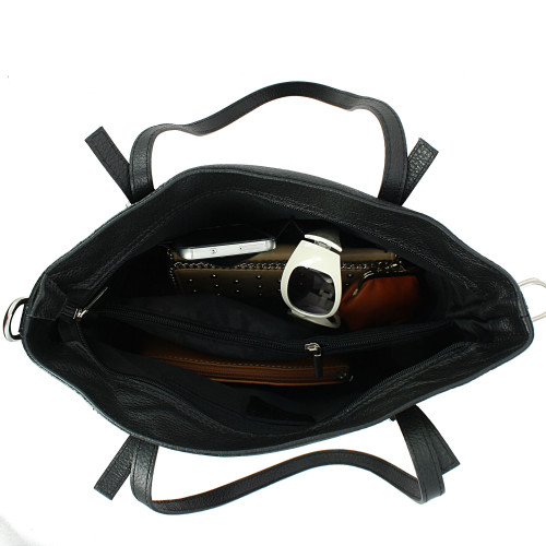 SVENTA sac cabas porté épaule en cuir - noir - intérieur
