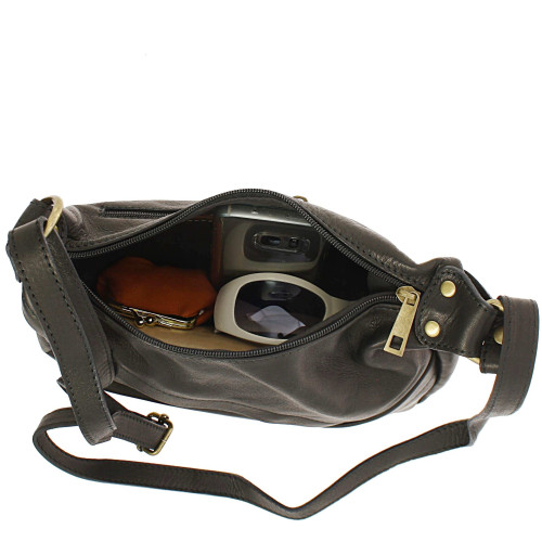 FLORIANE sac bandoulière en cuir - noir - intérieur