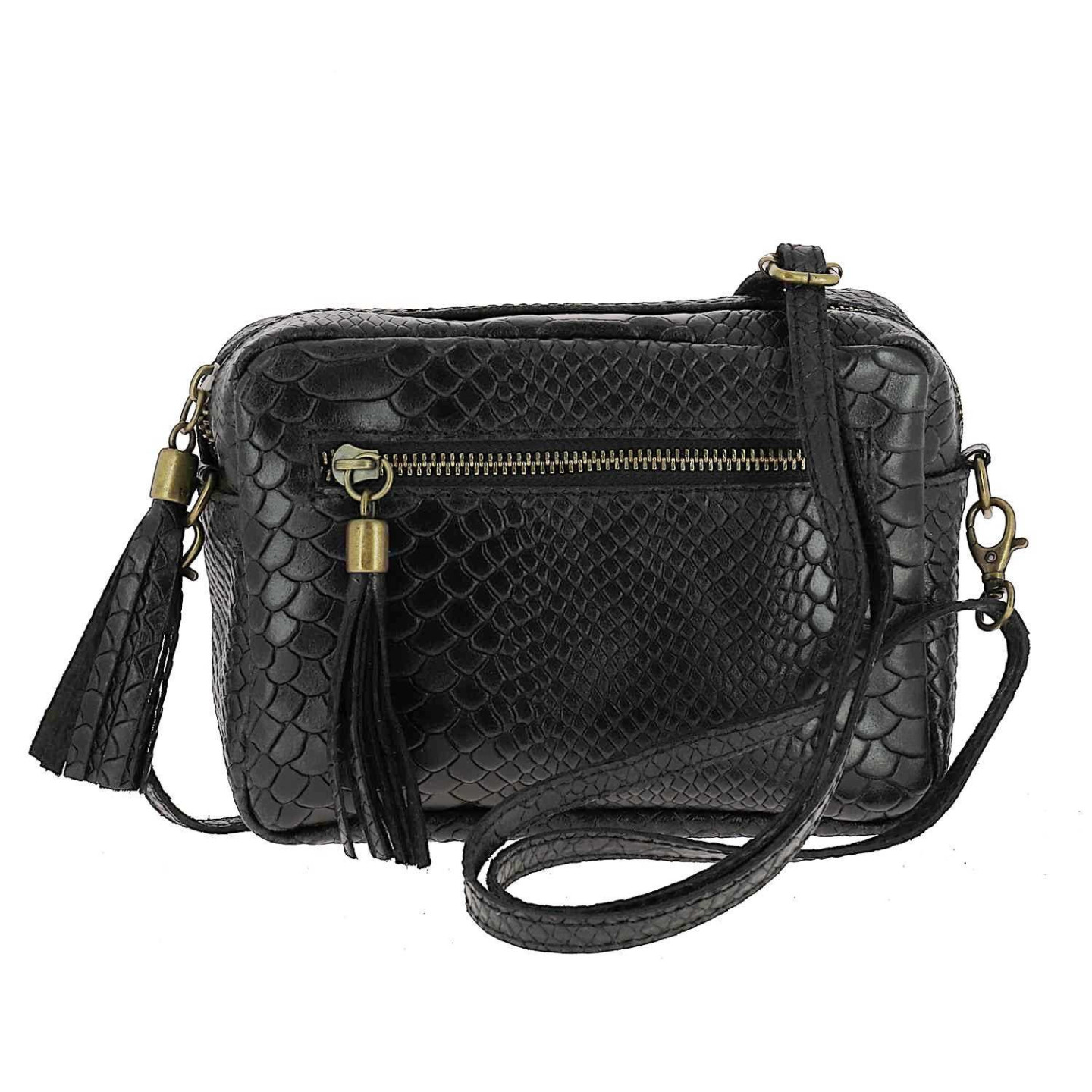PACHO sac trotteur effet croco en cuir - noir - dos