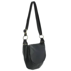 LEIRIA sac besace en cuir - noir - côté