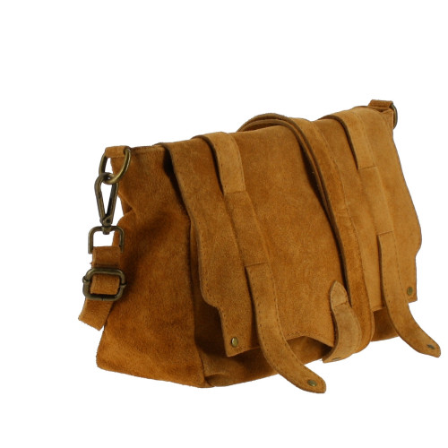 DUFFY sac cartable en cuir - camel - côté