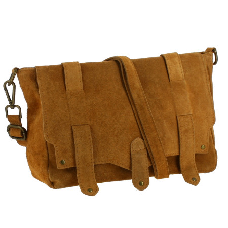DUFFY sac cartable en cuir - camel - face
