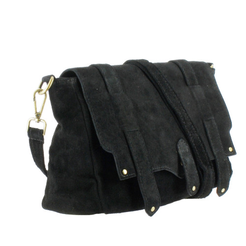 DUFFY sac cartable en cuir - noir- côté