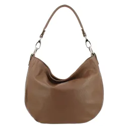BRELEV sac hobo en cuir - taupe - face