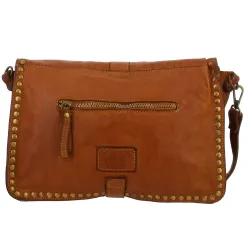 DERBY sac besace vintage en cuir - camel - dos
