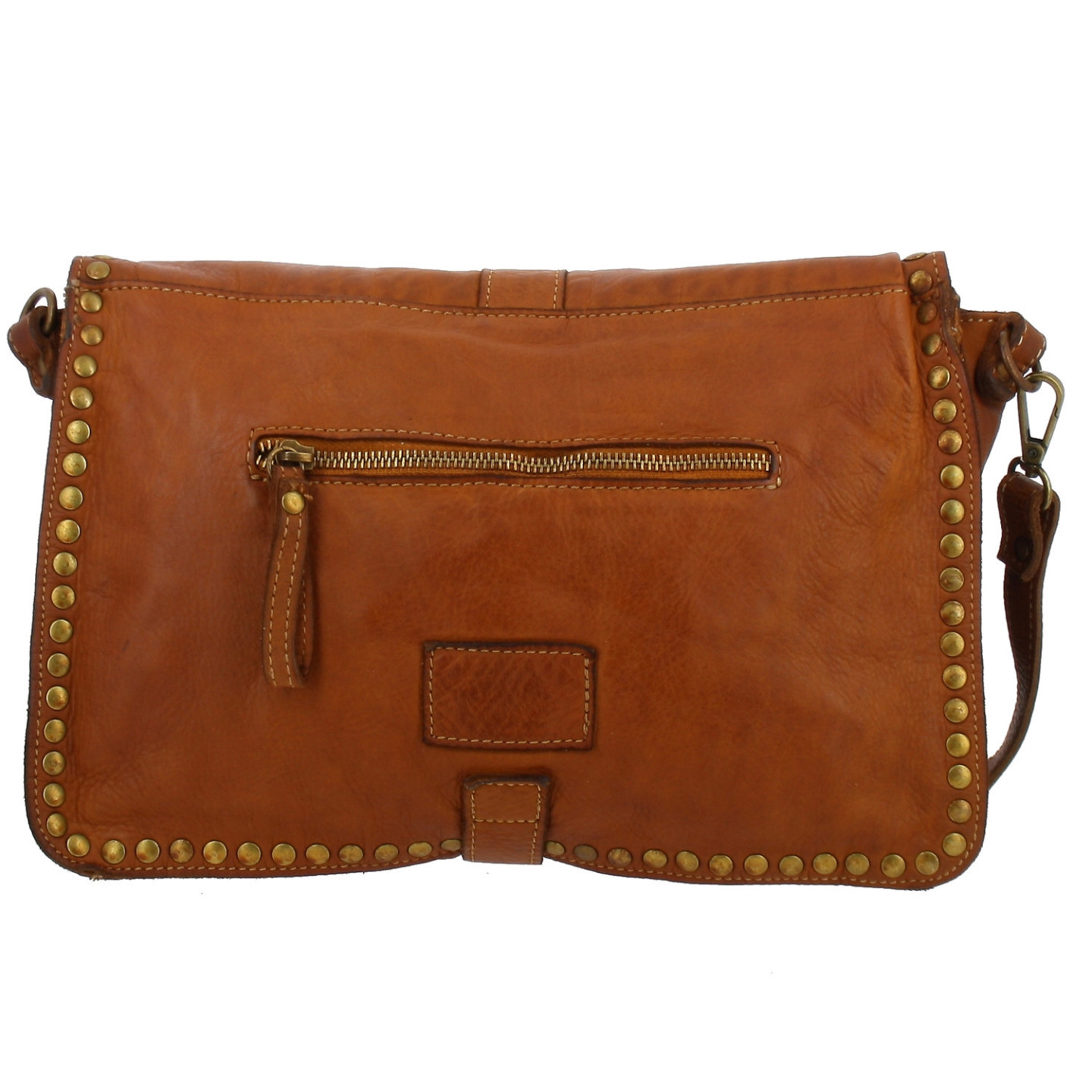 DERBY sac besace vintage en cuir - camel - dos
