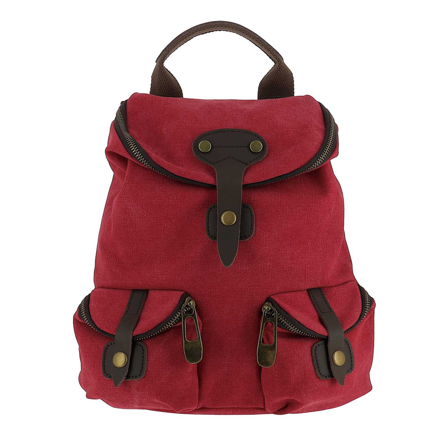 BAROUDEUR sac à dos cuir et toile - rose - face