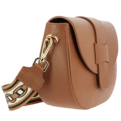 LUANDA sac bandoulière en cuir - camel - côté