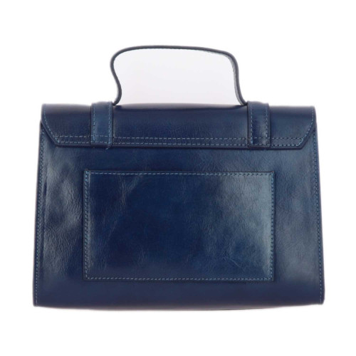 YORK sac à main cartable vintage en cuir - bleu - dos