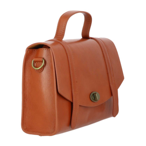 YORK sac à main cartable vintage en cuir - camel - coté