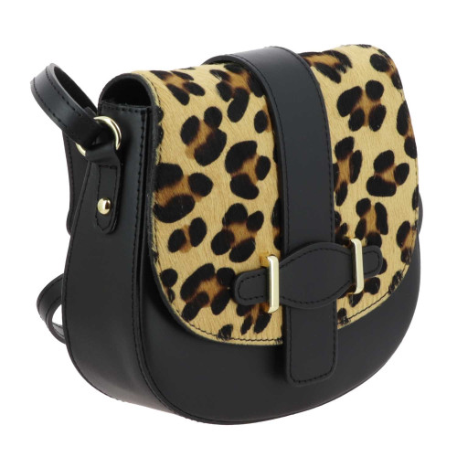 JERAZA sac bandoulière en cuir - léopard - côté