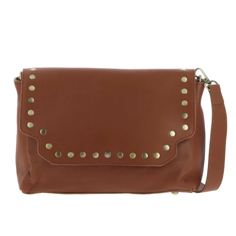 AFOULA sac besace en cuir - camel - face