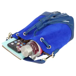 HANNAS sac bourse en cuir - bleu - intérieur