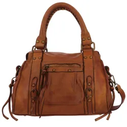 MELLAL sac à main bandoulière vintage en cuir - camel - face