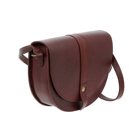 AURORE petit sac bandoulière en cuir vintage - marron - côté