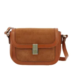 TESSA - petit sac bandoulière bimatière - camel - face