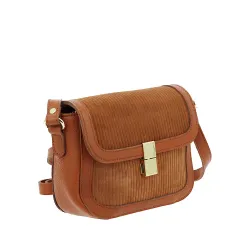 TESSA - petit sac bandoulière bimatière - camel - côté