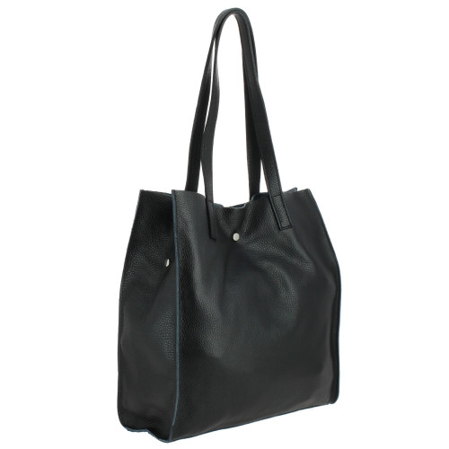 MONCADA sac cabas en cuir - noir - profil