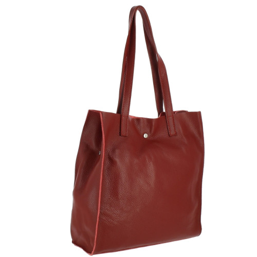 MONCADA sac cabas en cuir - rouge - profil