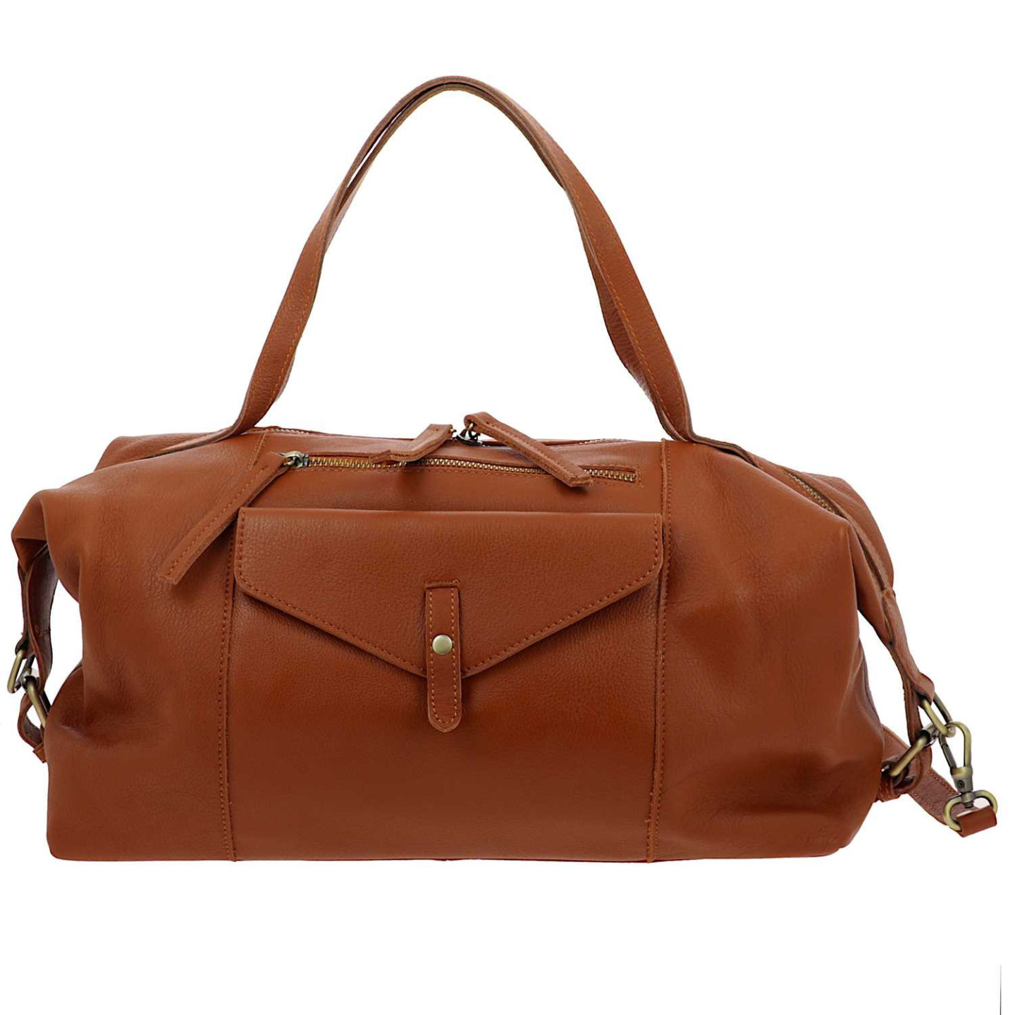 LARA - grand sac en cuir à bandoulière - camel -  face