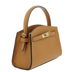 DURBAN petit sac à main en cuir camel - coté