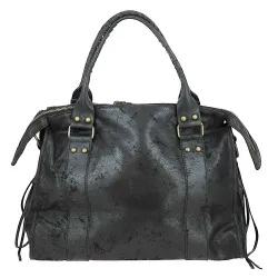 grand BENICHA sac à main en cuir - noir - dos