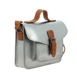 Sac cartable en cuir métallisé argenté VERACRUZ - coté