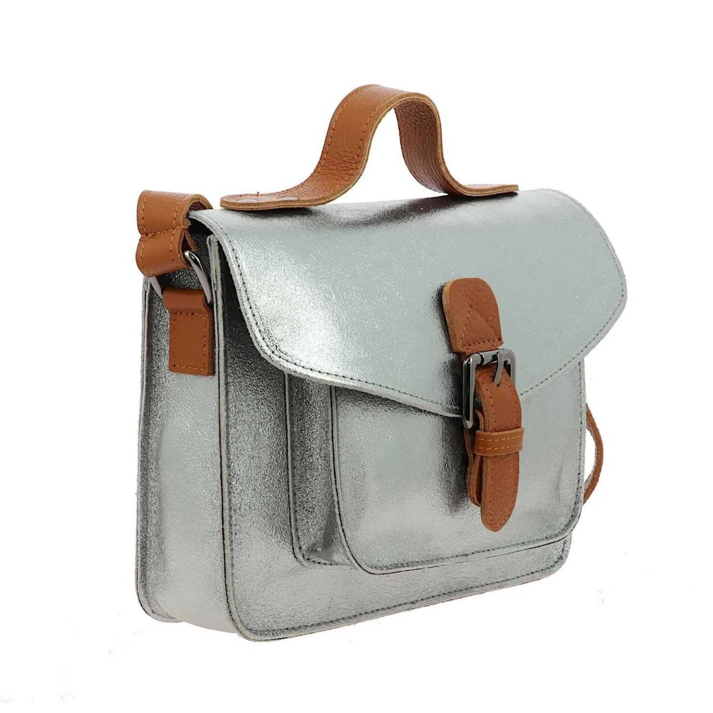 Sac cartable en cuir métallisé argenté VERACRUZ - coté