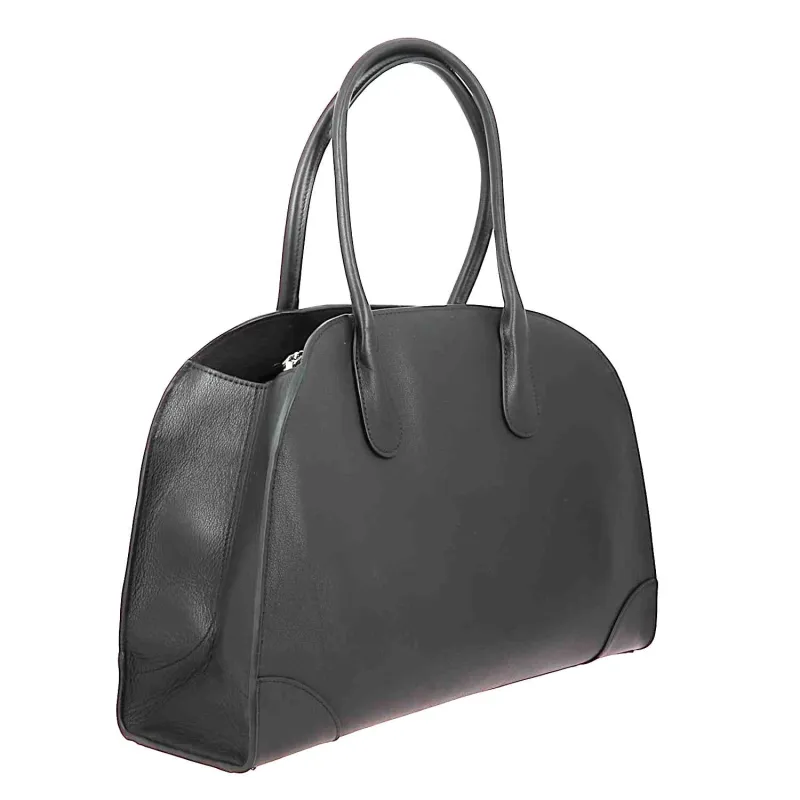 Grand sac cabas noir en cuir COBAN - coté