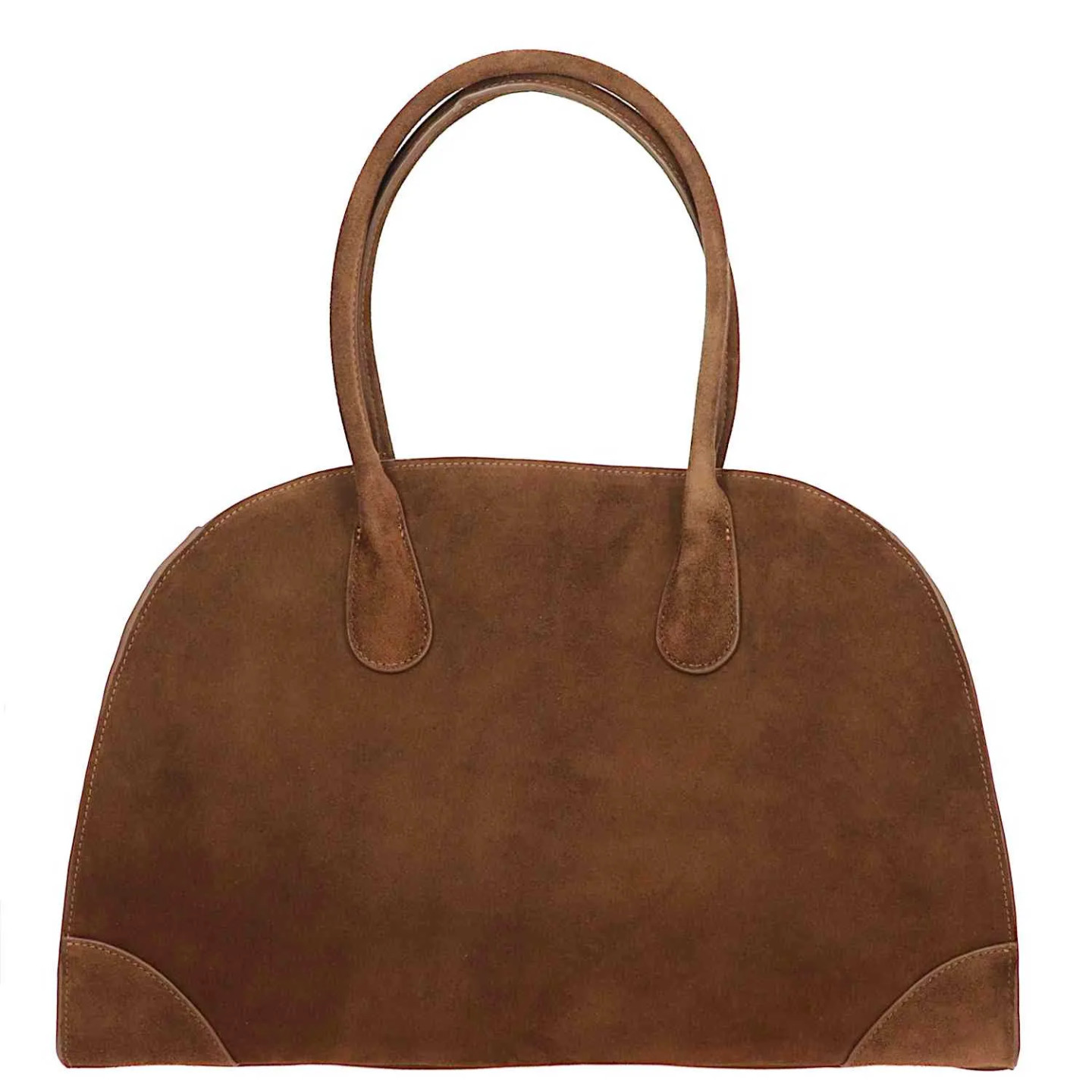 Grand sac cabas marron chocolat en cuir KOBAN - face